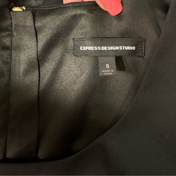 Express Black Stretch Sheath Dress w Exposed Gold Zipper 8 Holiday Party Wear - Picture 9 of 10
